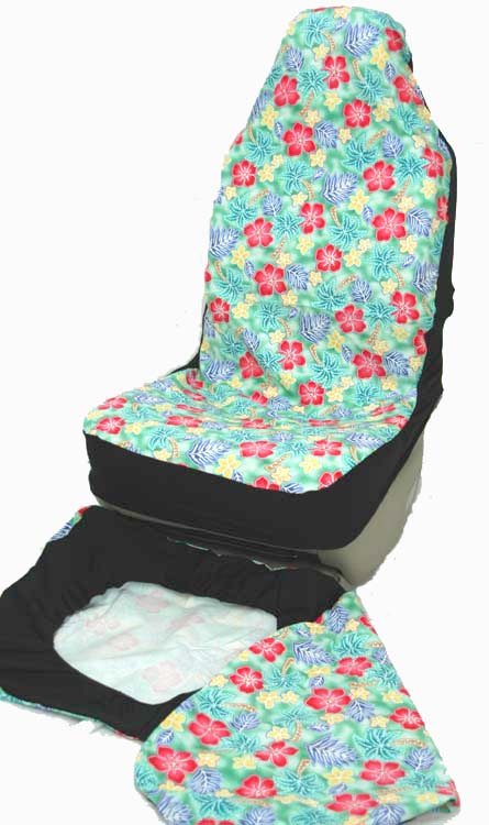 Hawaii Seat Cover #123 Green and pink flower (Non-quilted)