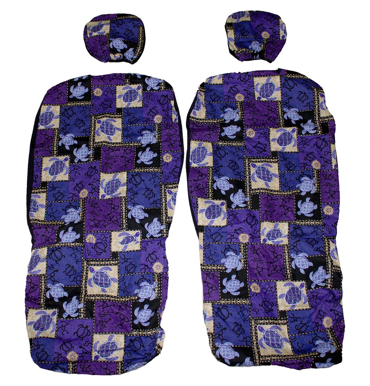 Hawaii Seat Cover with Separate Headrest Purple Sea Turtle (Non-quilted)