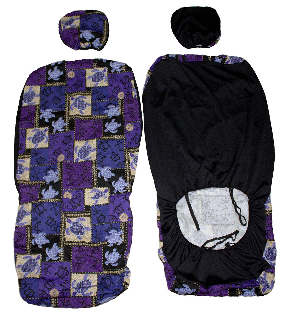 Hawaii Seat Cover with Separate Headrest Purple Sea Turtle (Non-quilted)