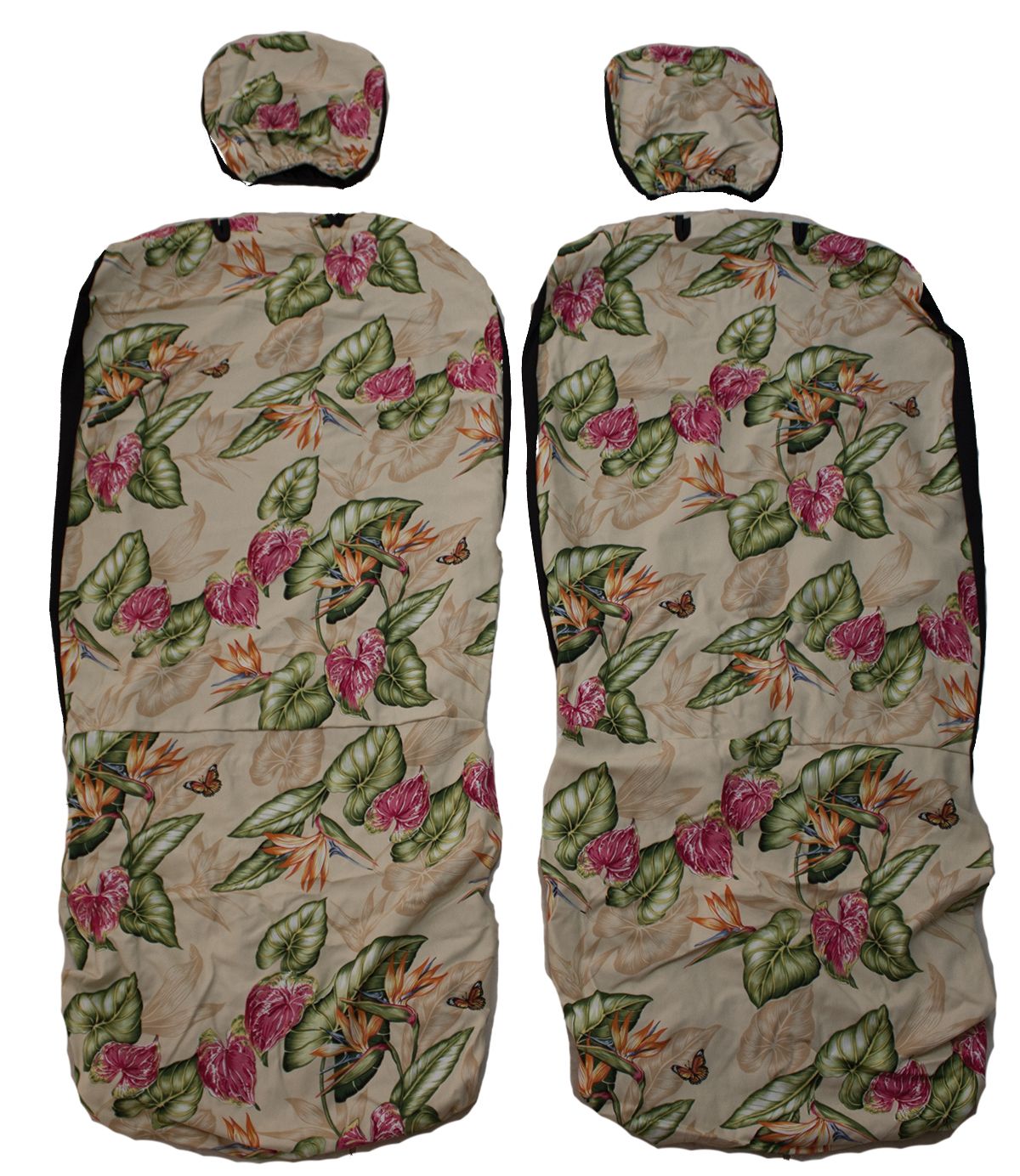 Hawaii Seat Cover with Separate Headrest, Yellow Bird of Paradise flower (Non-quilted)