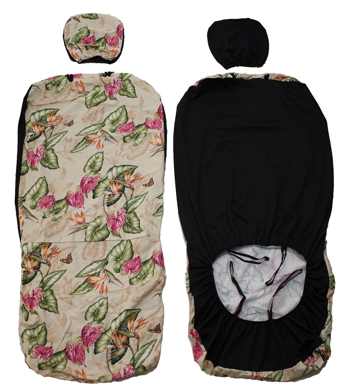 Hawaii Seat Cover with Separate Headrest, Yellow Bird of Paradise flower (Non-quilted)