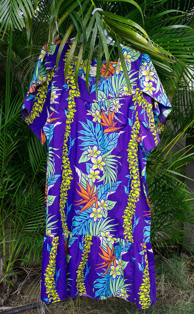 Hawaiian muumuu<br>Purple flower, 3XL