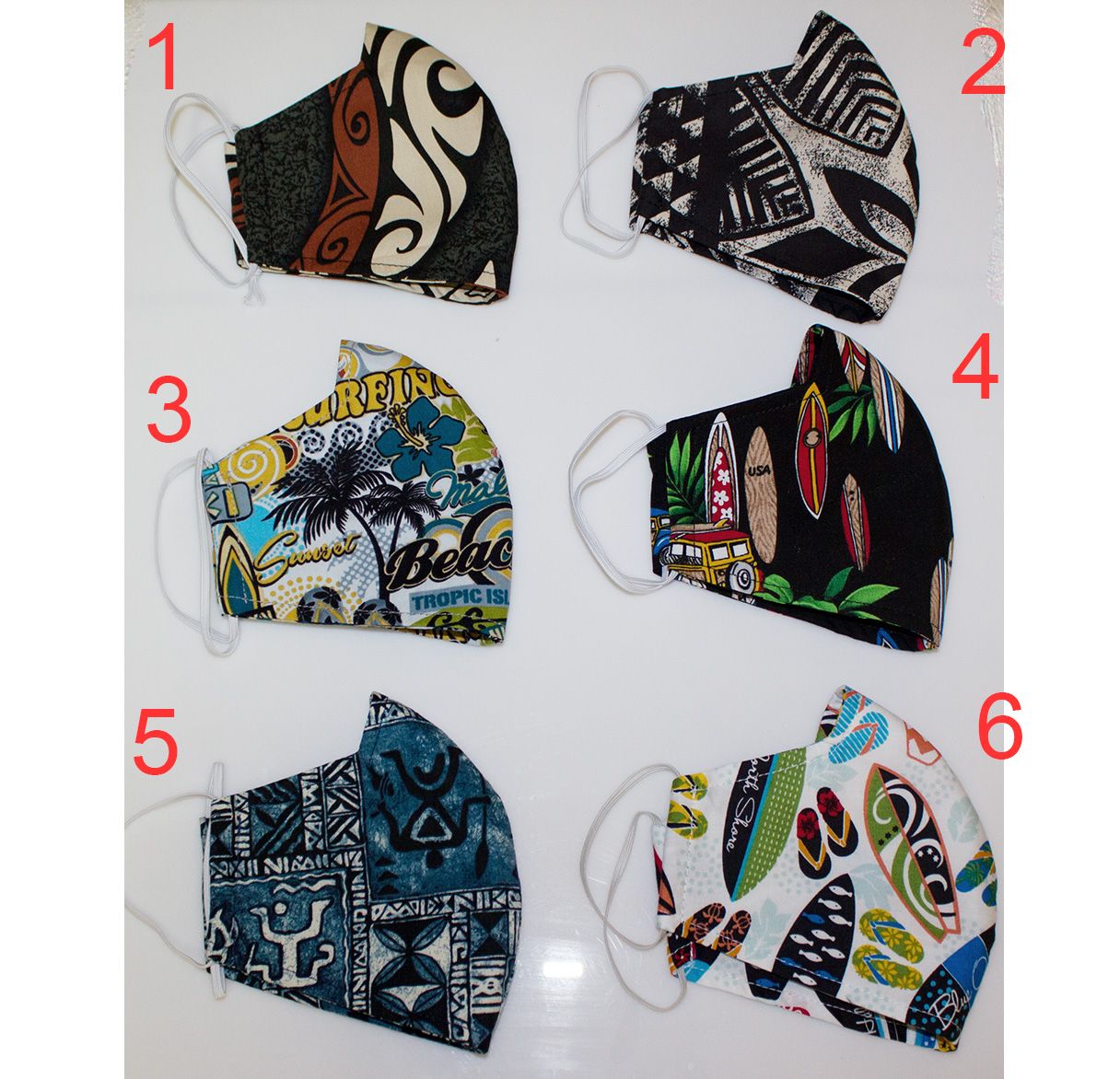 Hawaiian Print Fabric Three Layer<br>Face Mask Cover