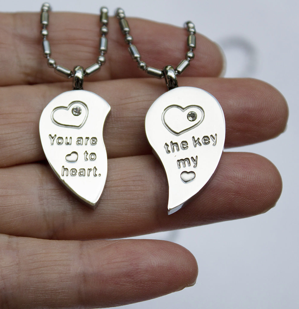 Lovers couple Heart pendant Matching set Necklace