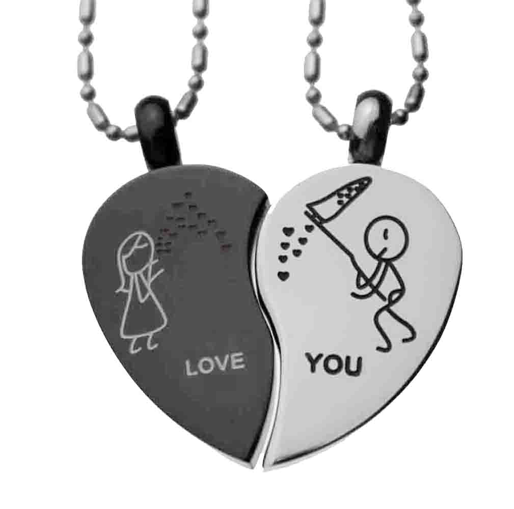 Lovers /couple pendant set <br>Split heart