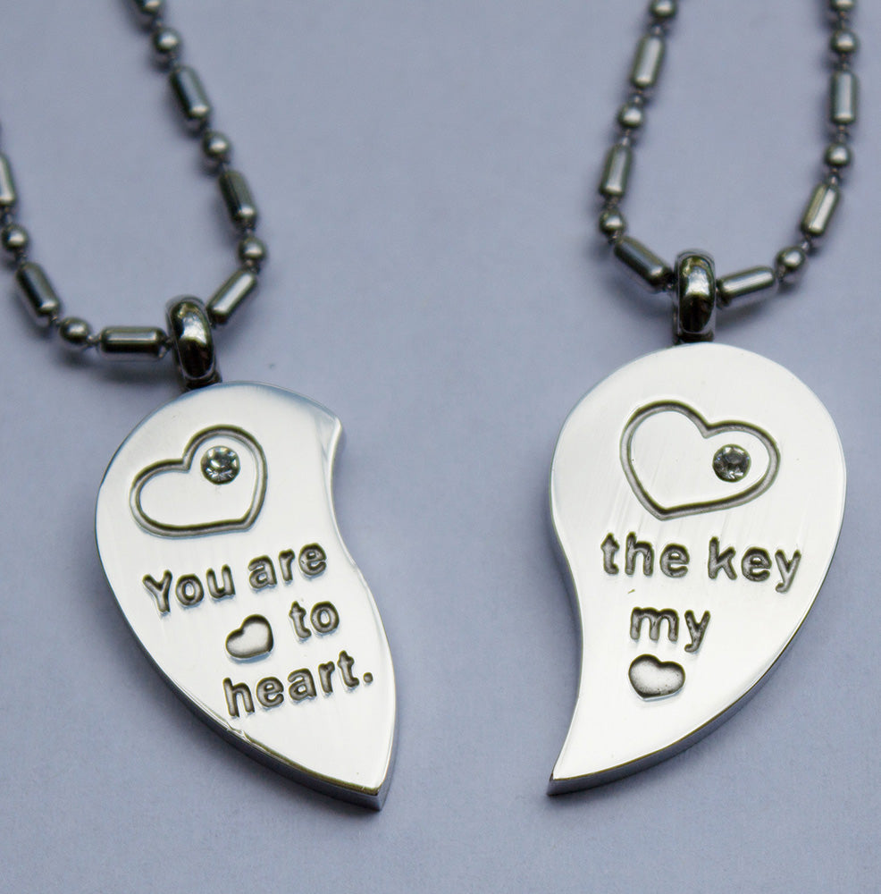 Lovers couple Heart pendant Matching set Necklace