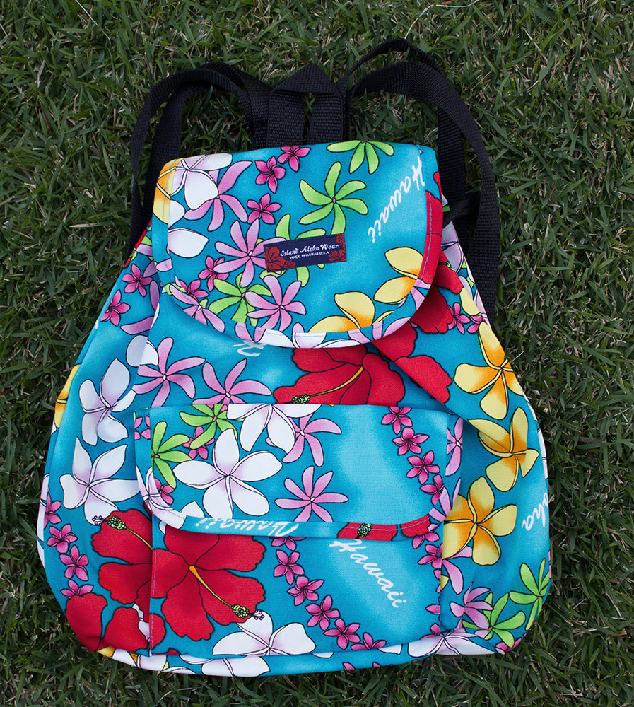 Medium backpack <br>Colorful blue flower