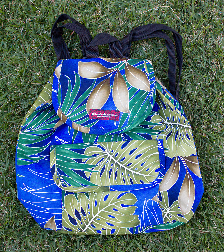 Medium backpack <br>blue plumeria