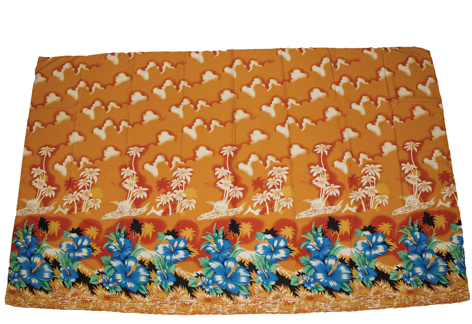 Large Pareo Sarong - Orange Hibiscus Flower