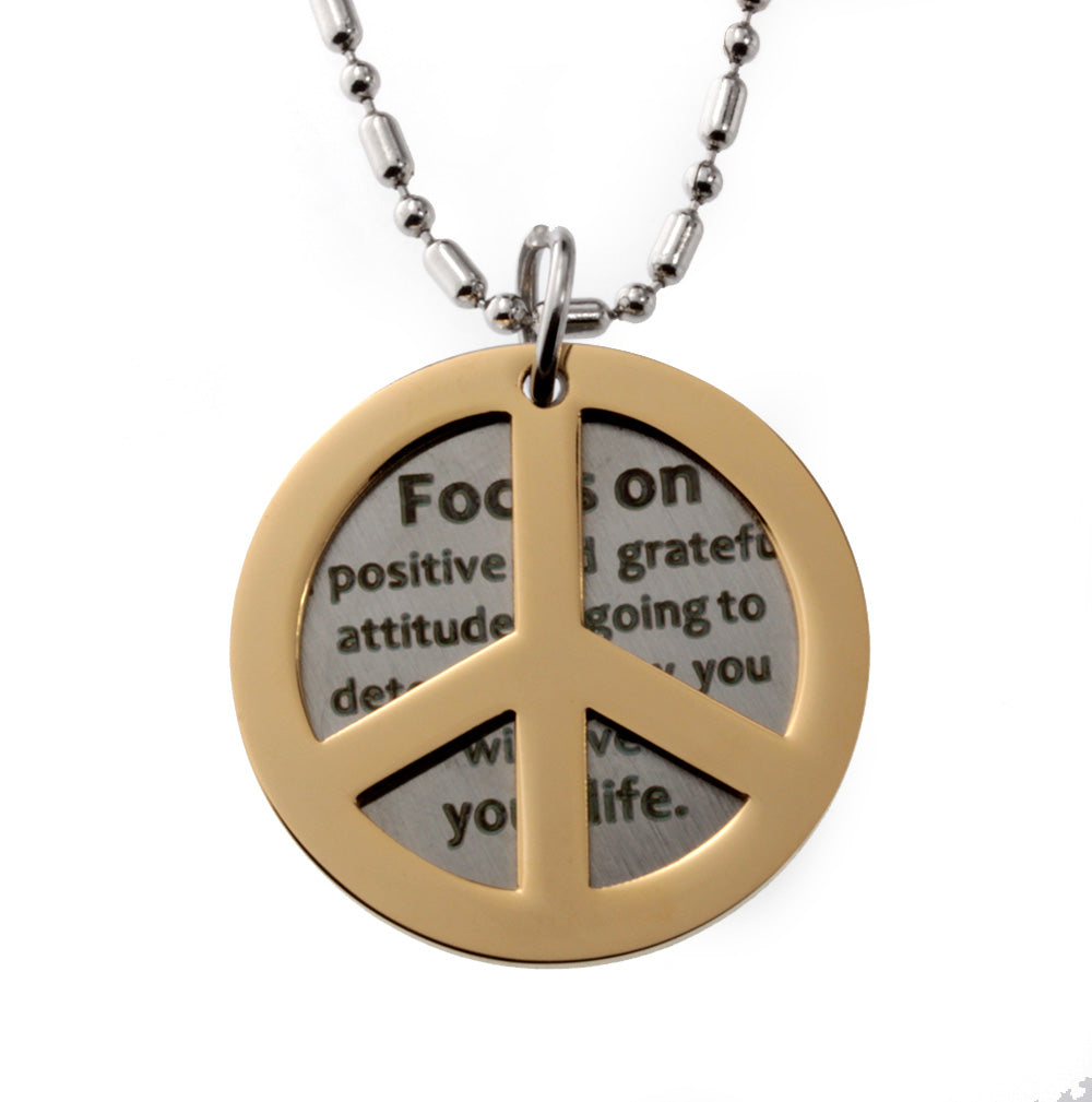 Peace Symbol Inspirational<br>Round Tag Necklace