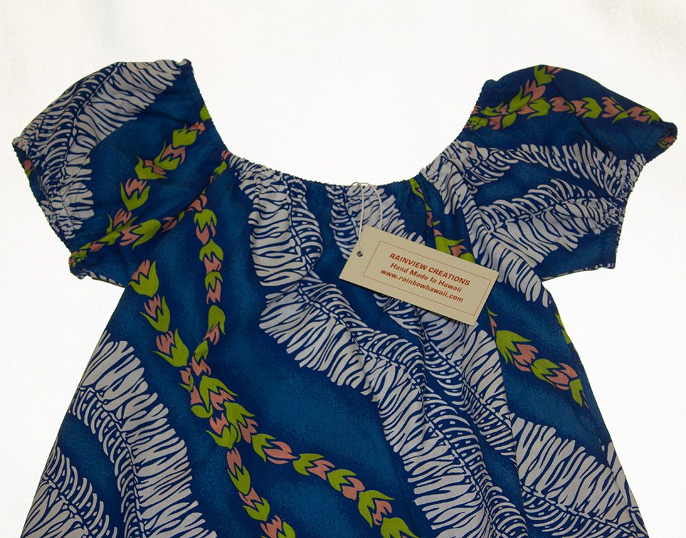 Rainview Creations<br>Girls Long Muumuu, Blue Leis