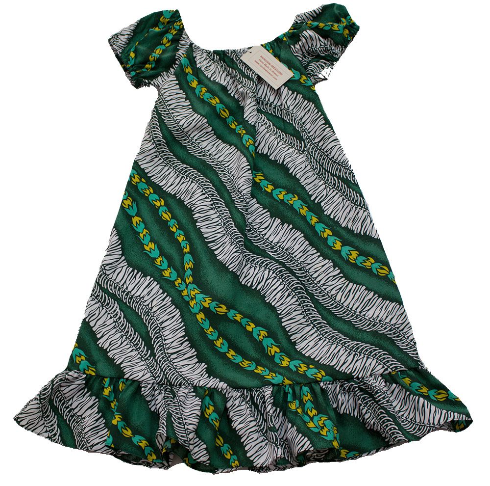 Rainview Creations<br>Girls Long Muumuu, Green Leis