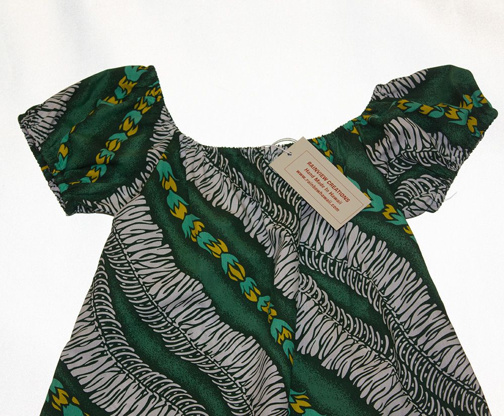 Rainview Creations<br>Girls Long Muumuu, Green Leis