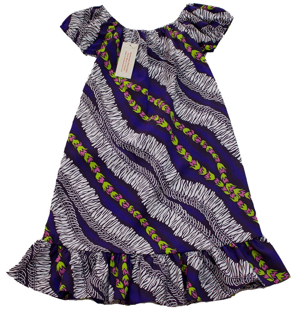 Rainview Creations<br>Girls Long Muumuu, Purple Leis