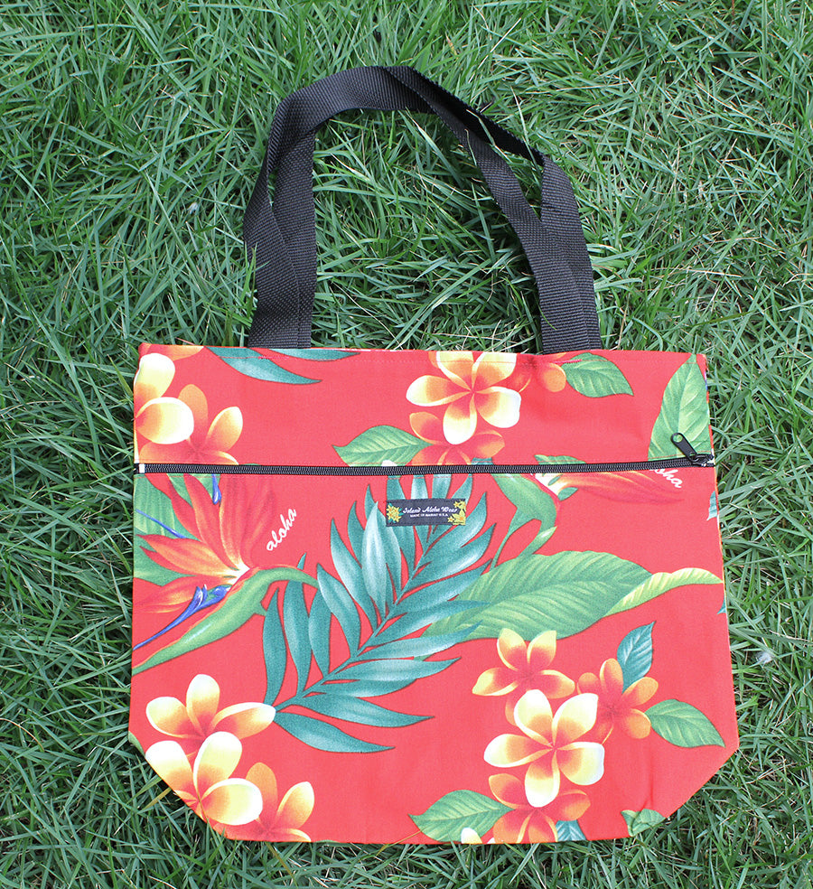 Shopping bags<br>Red plumeria