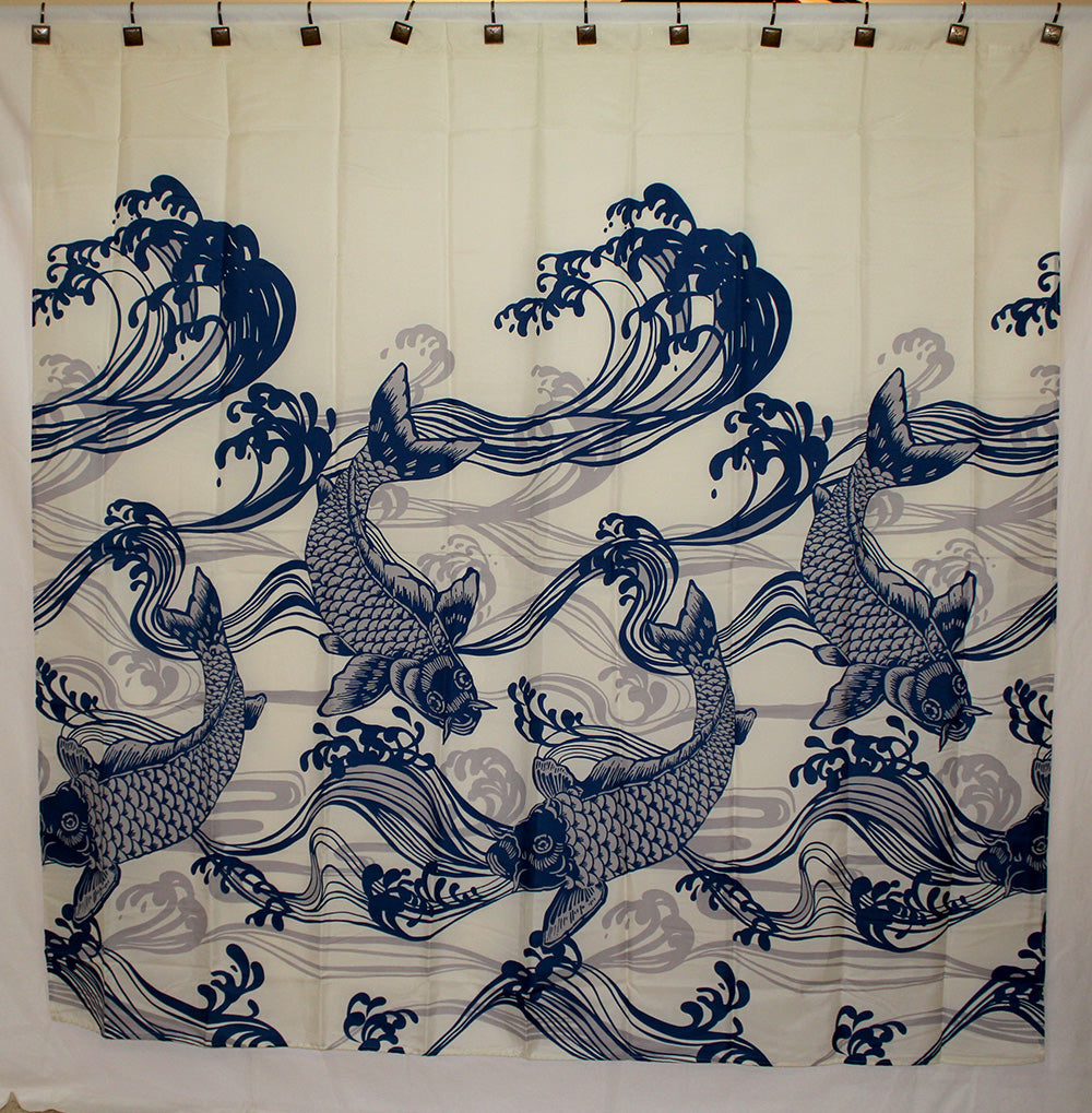 Shower curtain - Blue Koi Fish