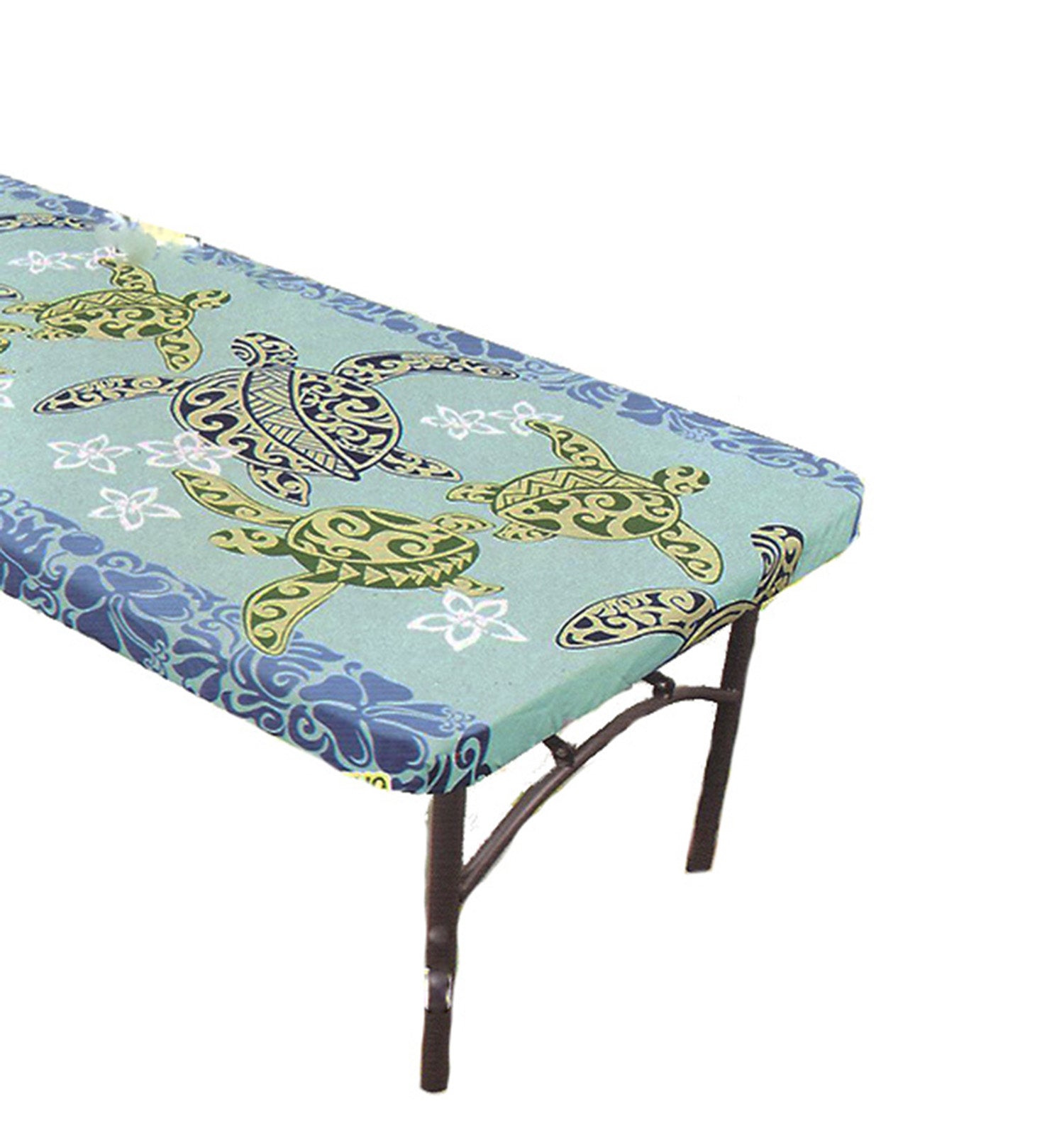 Hawaiian Luau Folding table cloth. Blue Turtle size 4' & 6'