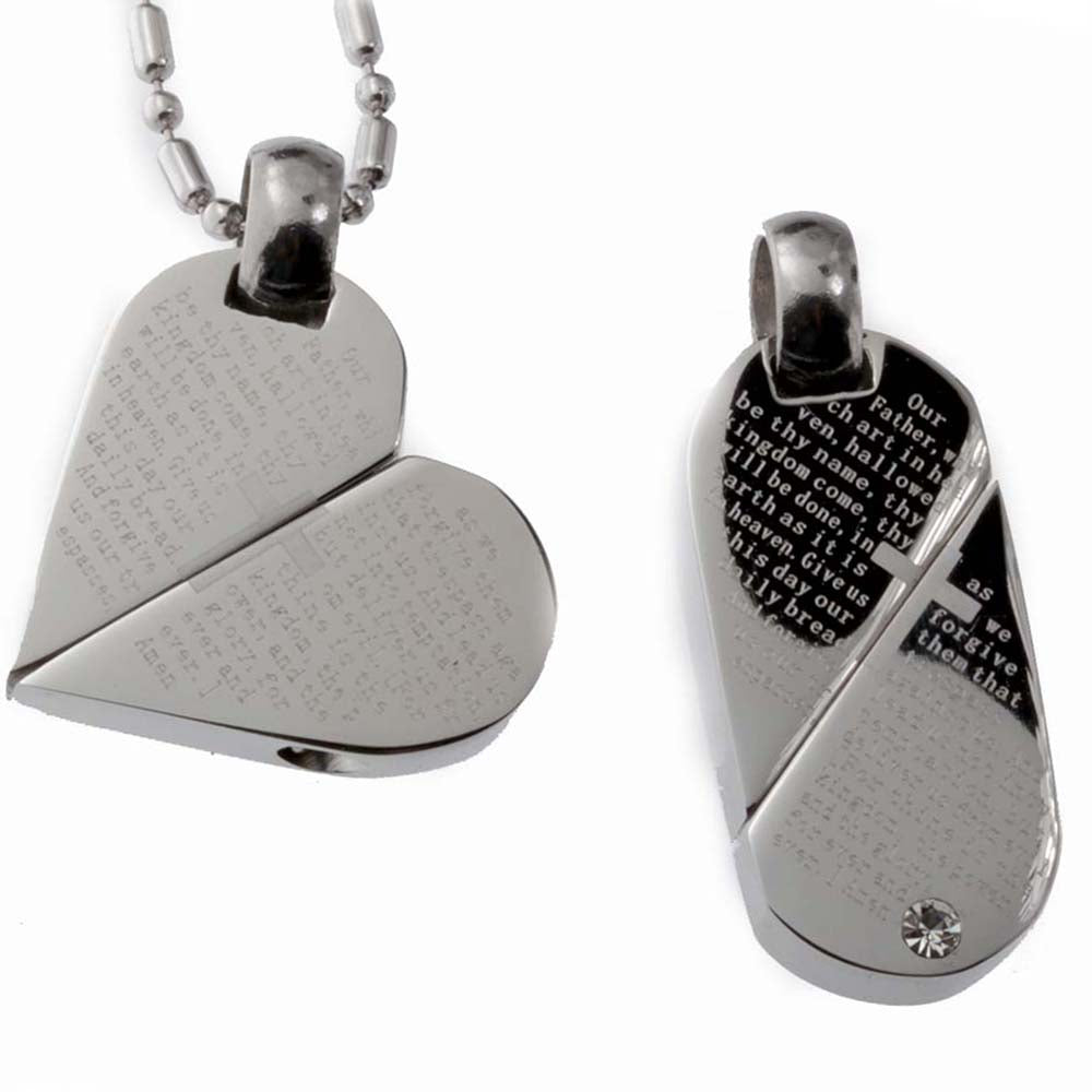 The Lord's Prayer Heart Transform Necklace Stainless Steel