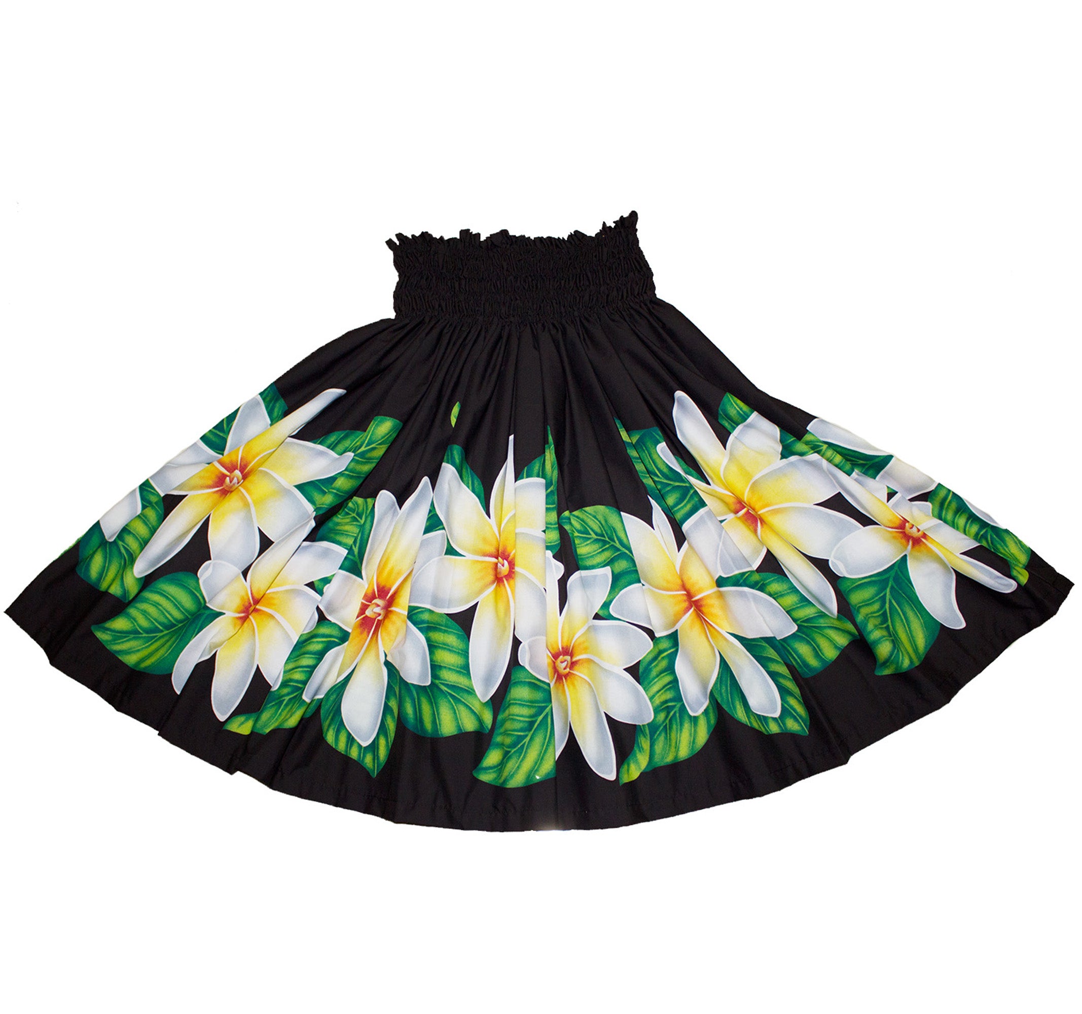 Hawaiian Pa'u Hula Skirts Black Flower