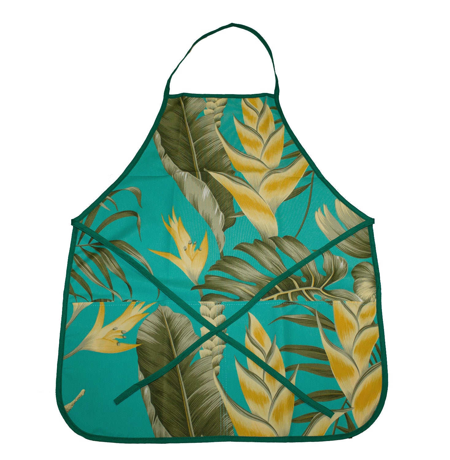 Aloha Hawaiian Apron - Aqua Yellow Flower