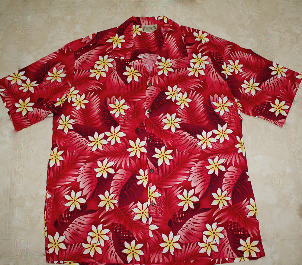 107 Hawaiian Shirt Colorful Red Flower M-2XL