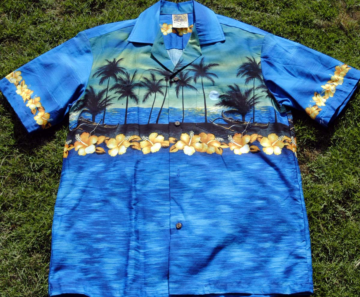 119 Hawaii shirt Aloha Blue, M-3XL