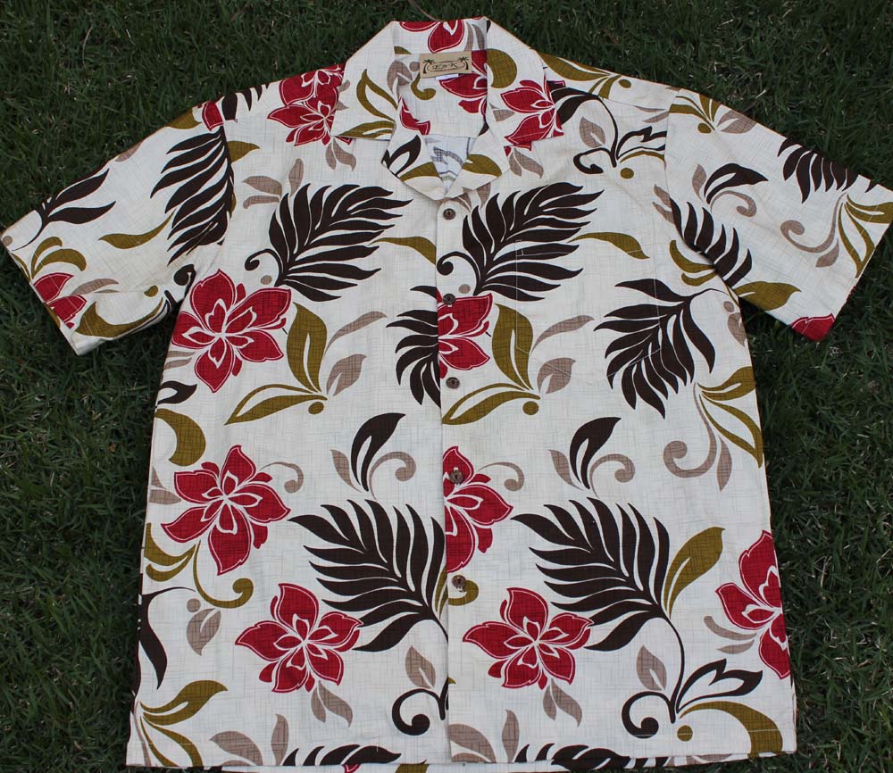 120 Hawaiian shirt Red leaf, Size M to 3XL