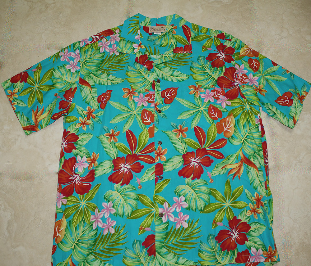 124 Hawaiian shirt Red flower M-3XL