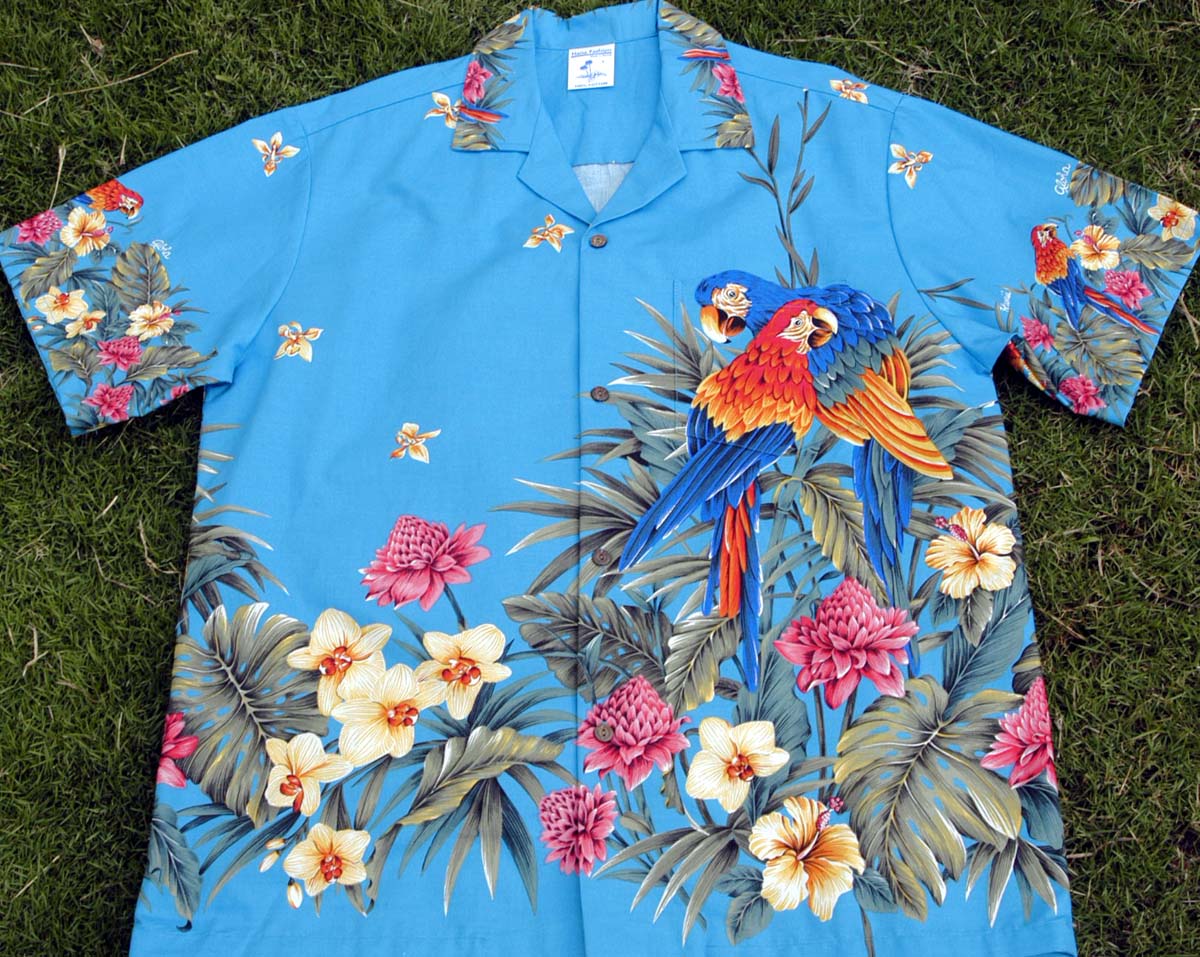 183 Hawaii shirt, Blue parrot, 3XL