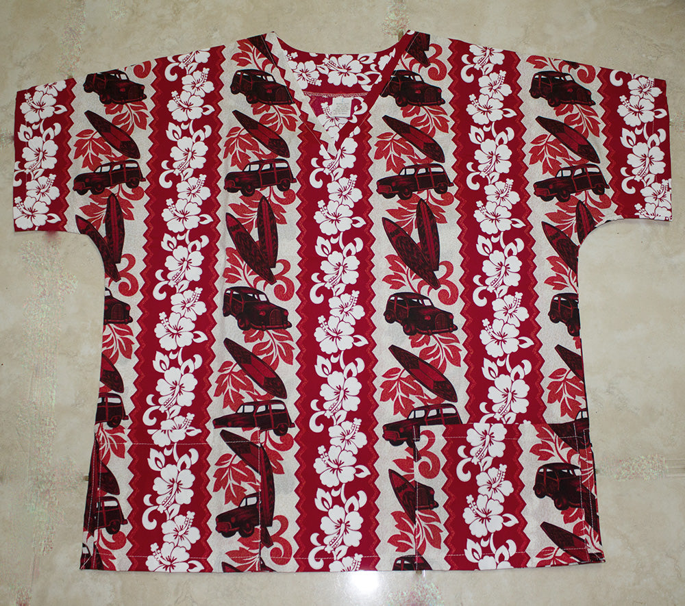 #24 Hawaii Scrub top Red surfboard