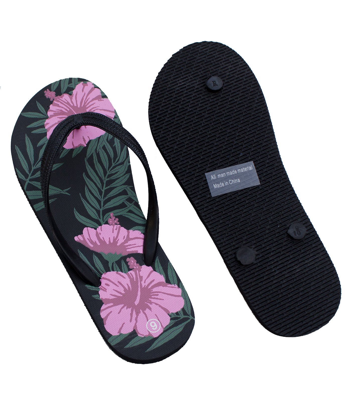 Women Pink Flower Flip Flop Sandals