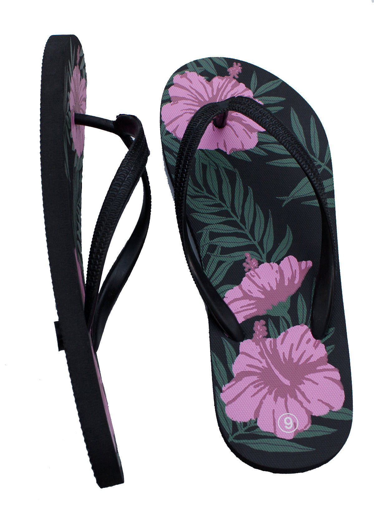 Women Pink Flower Flip Flop Sandals