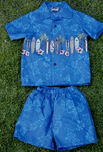 101 Hawaiian shirt  Blue palm/board,  M - 3XL