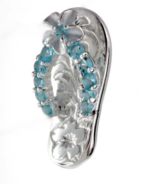 Hawaiian Pendant - Blue CZ Slipper