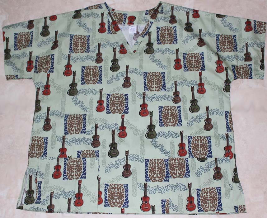 #48 Hawaii Scrub Top, Green ukulele