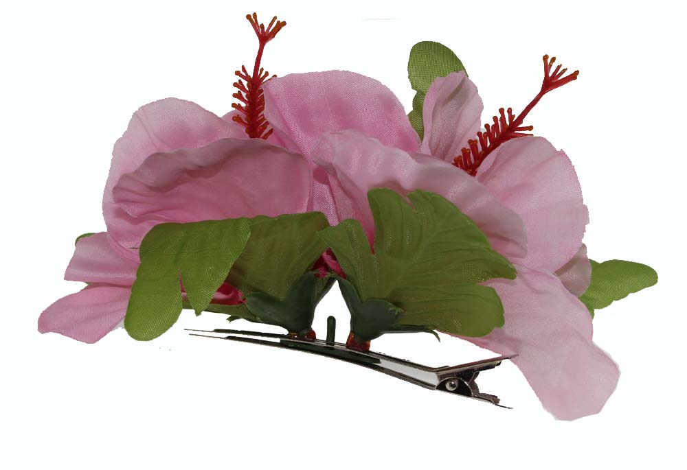 Double Hibiscus hair clip - #1 pink