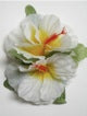 Double Hibiscus hair clip - #40 white /yellow