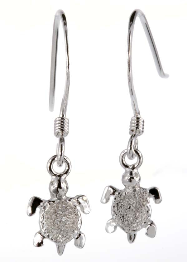 Silver Earrings<br>Little dangling turtle