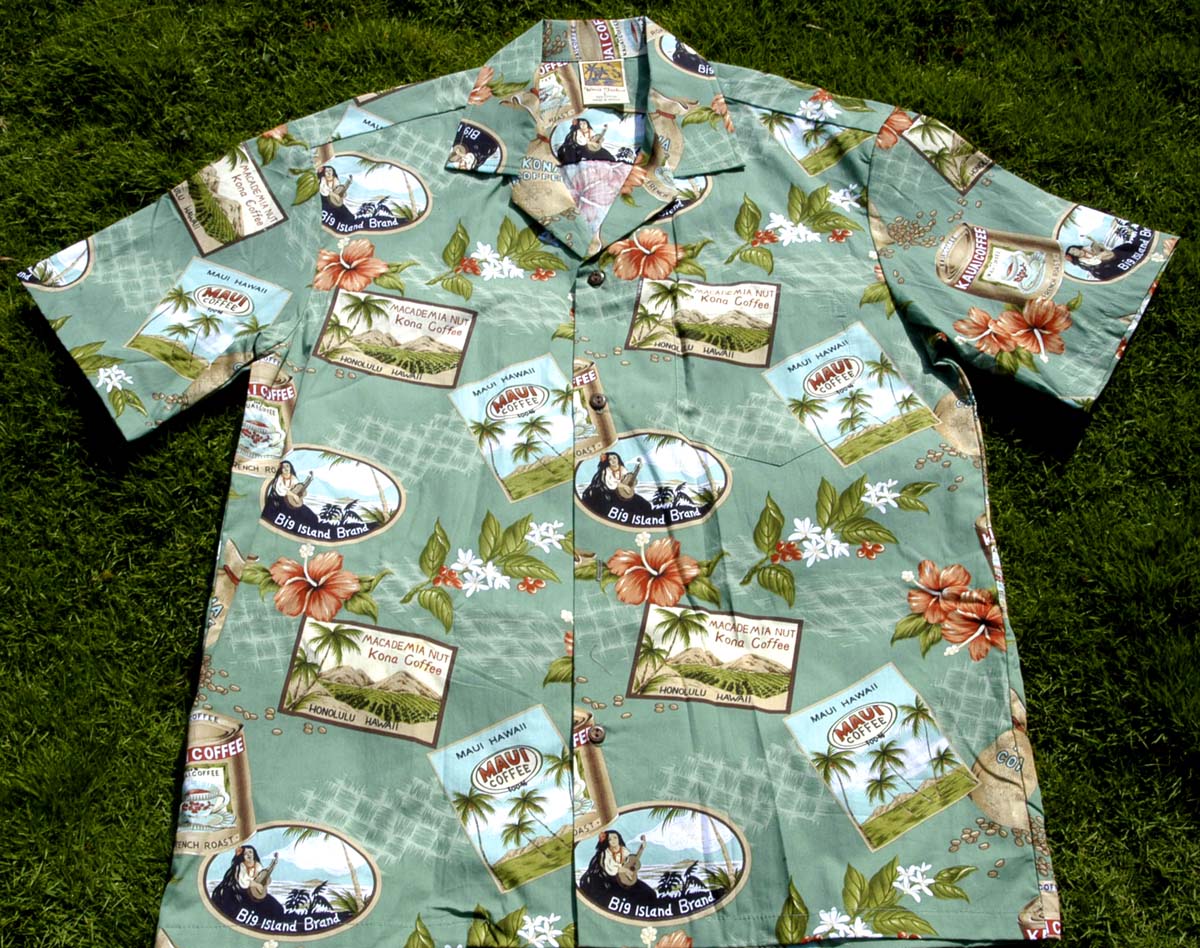 121 Hawaii shirt Hana coffee /green M-2XL