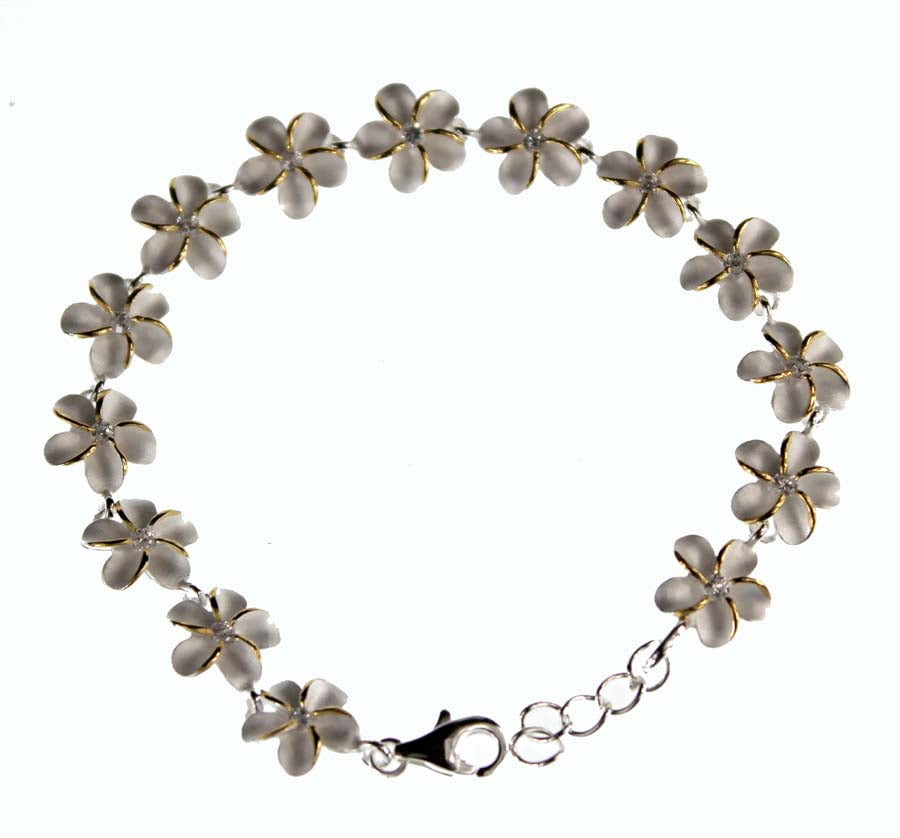 Plumeria two tone Bracelet 10mm