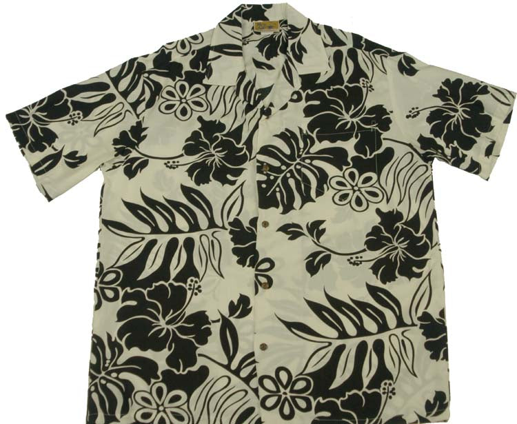 Light weight Rayon Hawaiian Shirt<br>#10 Off white/ black M - 3XL