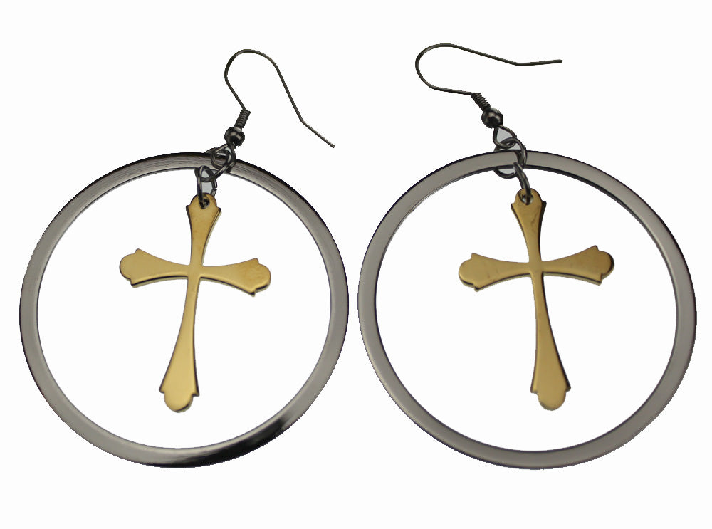 Round /cross Dangle Earring