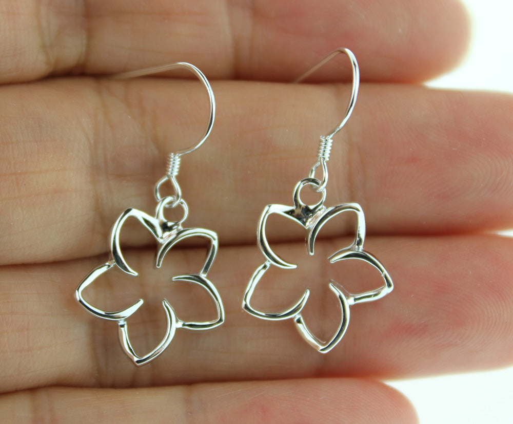 Open Plumeria hoop earring