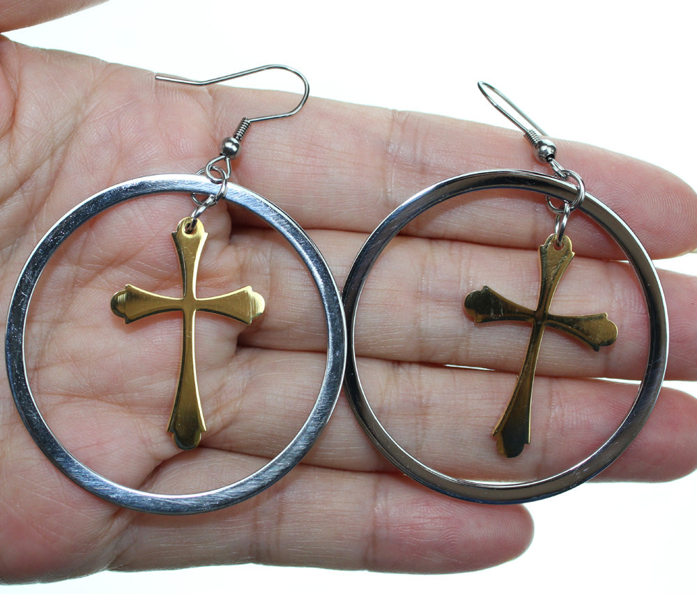 Round /cross Dangle Earring