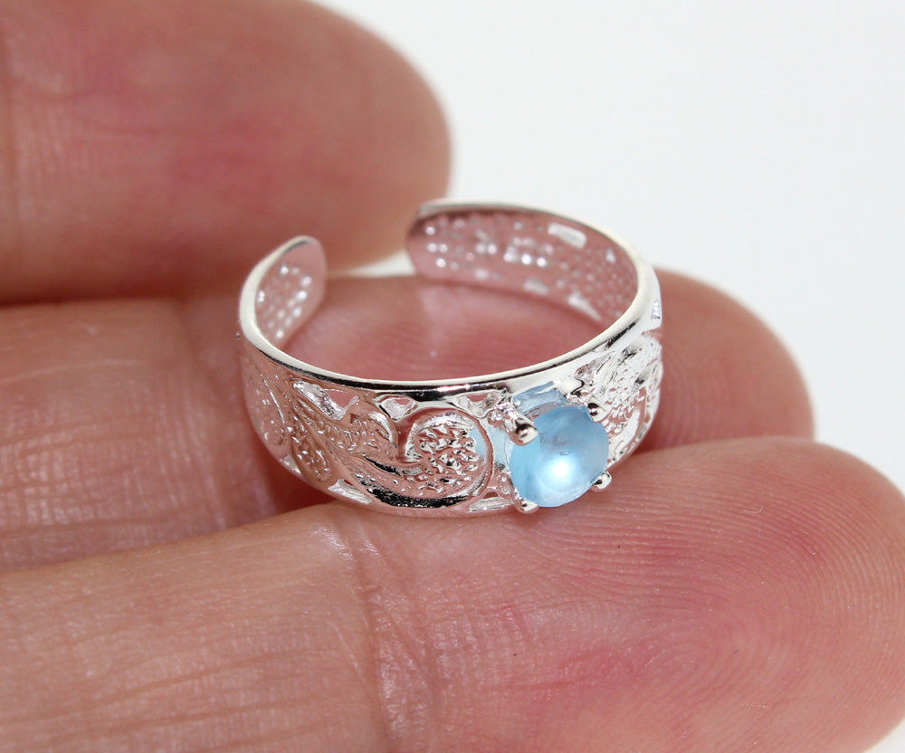 Toe ring  - Blue CZ