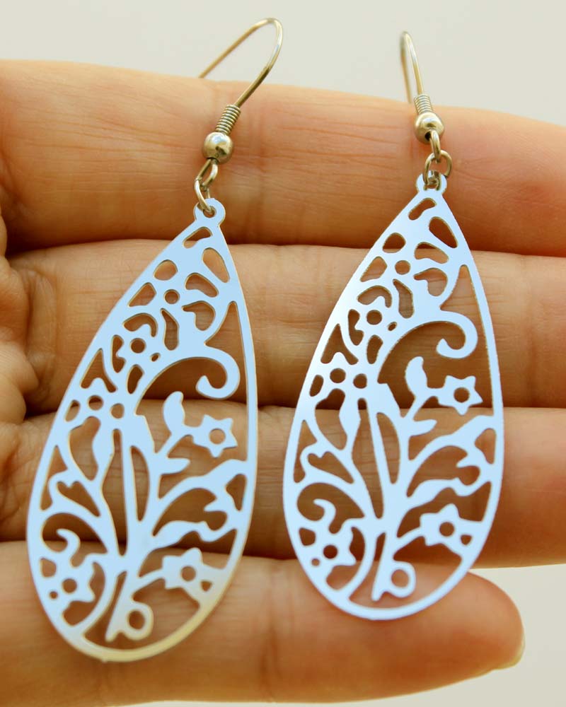 Flower Hoop Raindrop Earring