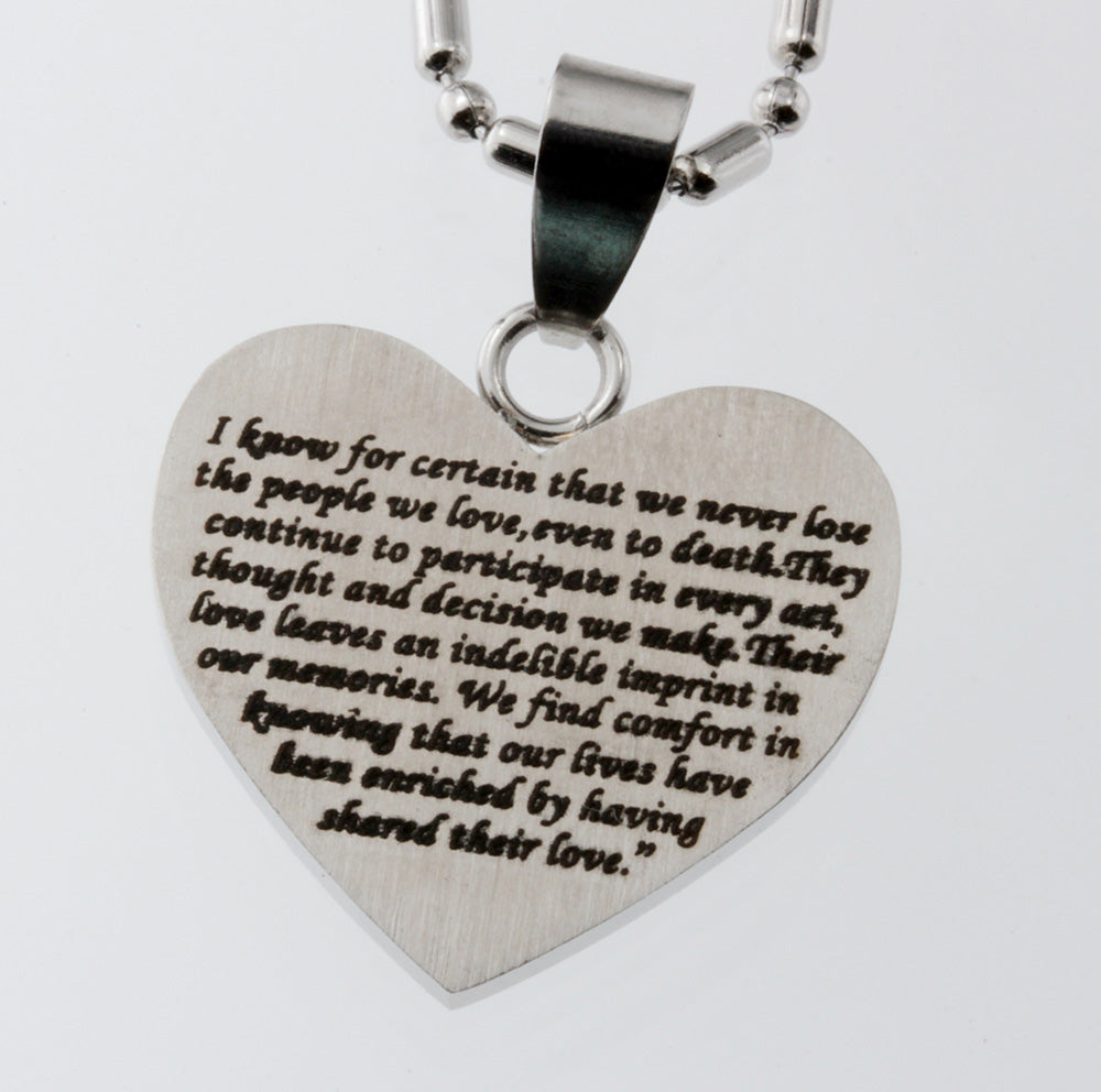 Memorial Heart  Pendant<br> Inspirational Stainless Steel Pendant