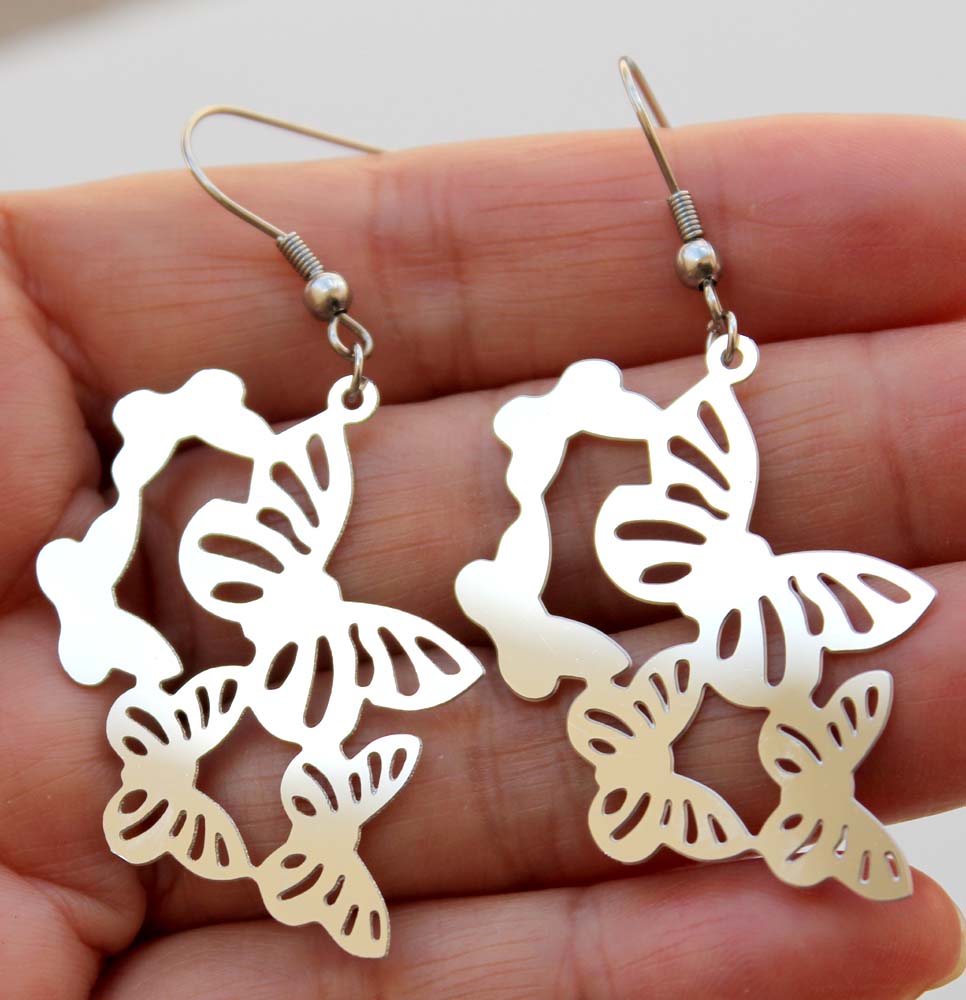 Three Butterfly Hoop Earring