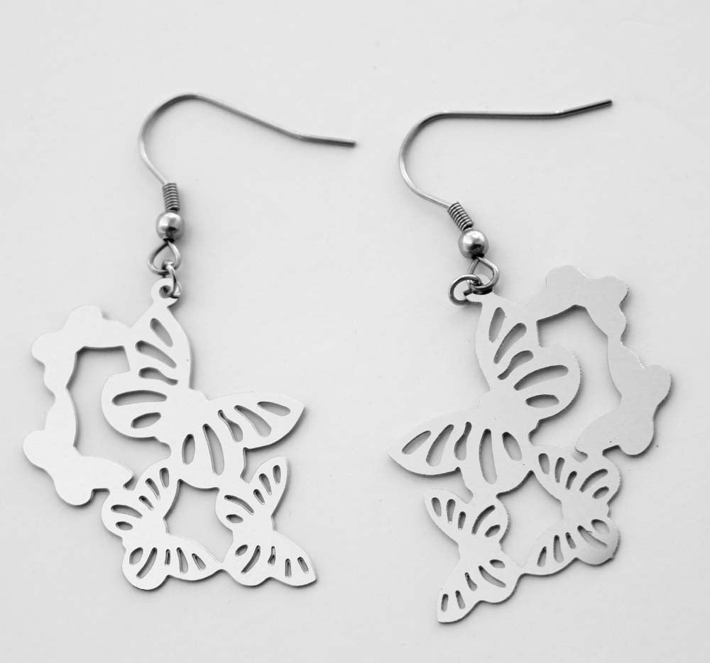 Three Butterfly Hoop Earring