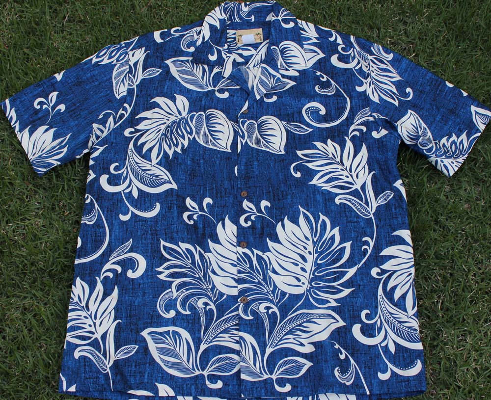 155 Hawaii shirt  Blue /white flower, M-2XL